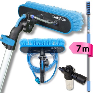 IGADPole 7m Extension Pole Kit with Water-fed Brush and Hose, with 6-Stage Telescoping Pole