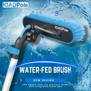 Kit IGADPole con asta estensibile da 6 m, spazzola ad alimentazione d’acqua, dosatore di sapone e tubo flessibile, asta telescopica a 5 sezioni - Img 4