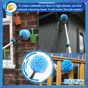 Kit di pulizia IGADPole con asta estensibile da 3,6 m, tergivetro e 3 accessori per la polvere - Img 3