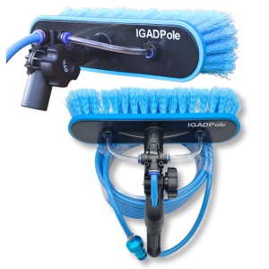 IGADPole spazzola per il lavaggio delle finestre con setole morbide da 33 cm, kit per tubo di prolunga fino a 7,2 m, tubo di prolunga lungo 8 m