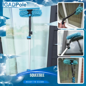 Kit profesional IGADPole pentru curățarea geamurilor, telescopic cu tija extensibilă de 3.6 m și racletă pivotantă unică de 25 cm, unelte pentru spălarea geamurilor - Img 2