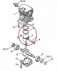 Piston complet drujba compatibil Stihl MS 180, 018