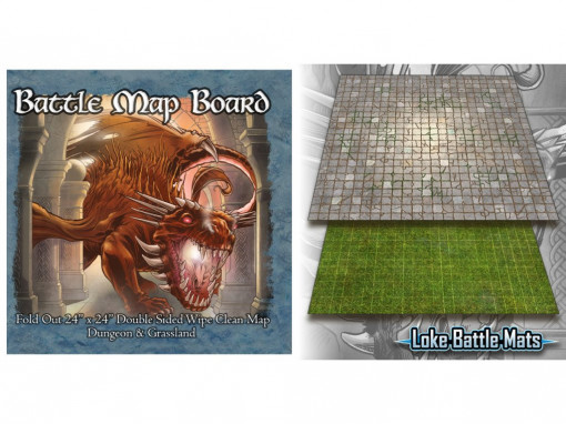 Battle Mat Board - Fold out 24x24 Double Sided Wipe Clean Map Dungeon & Grassland