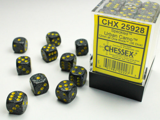 Chessex 36 buc. 12mm D6 Dice Block Speckled - Urban Camo