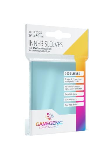 Gamegenic 100 Standard Size Inner Card Sleeves - Clear