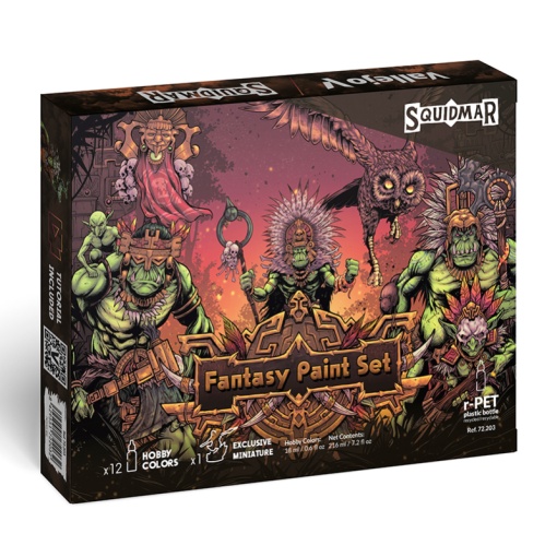 Squidmar Miniatures: Fantasy Paint Set (12 Colors + Figure)