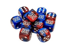 WW2 dice Great Britan Gemini Blue-Red/white 16mm d6 Dice Block (12 dice)
