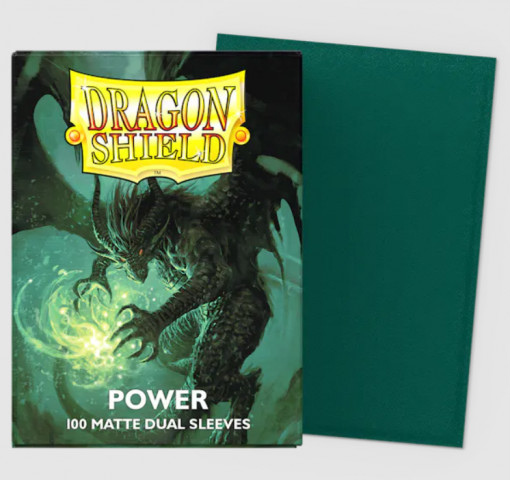 Dragon Shield 100 Standard Size Matte Dual Sleeves - Metallic Green/Power (100 sleeves)