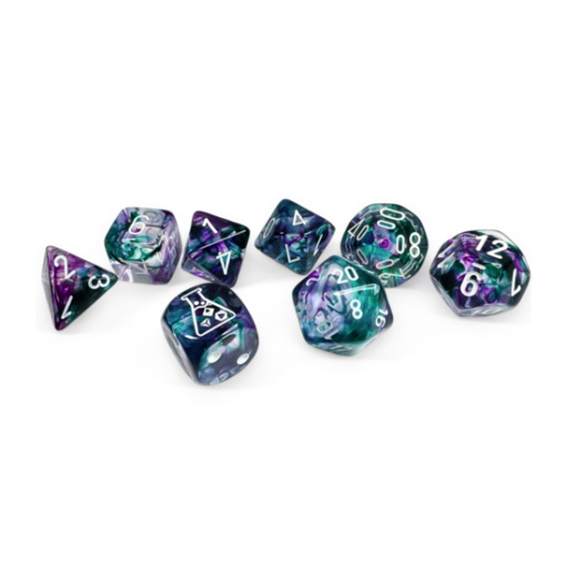 LAB DICE 8 - NEBULA FLOURITE/WHITE POLYHEDRAL 7-DICE SET (WITH BONUS DIE)