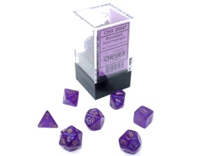 CHESSEX: Borealis Luminary Mini Polyhedral 7-Dice Set - Royal Purple/Gold