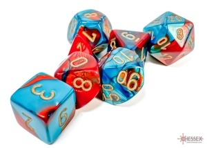 Chessex: Gemini Red-Teal/Gold Polyhedral 7-Dice Set - Img 2
