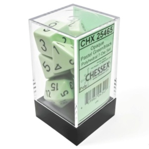 CHESSEX: Opaque Pastel Green/Black Polyhedral 7-Dice Set