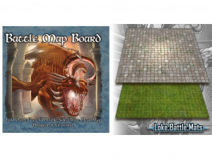 Battle Mat Board - Fold out 24x24 Double Sided Wipe Clean Map Dungeon & Grassland