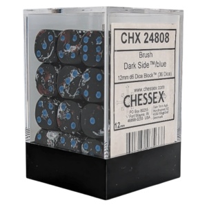 CHESSEX: Brush 12mm D6 Dice Block (36 Dice) - Dark Side/Blue