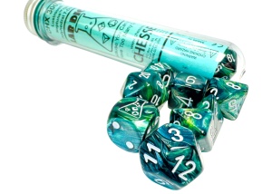 CHESSEX: Lab Dice: Lustrous Polyhedral 7-Dice Set (With Extra D6) - Neptune/Grey