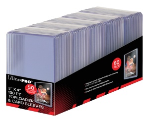 UP - 3" X 4" Super Thick 130PT Toploader with Thick Card Sleeves 50ct