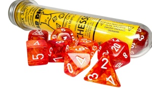 CHESSEX: Lab Dice: Nebula Polyhedral 7-Dice Set (With Extra D6) - Molten/White