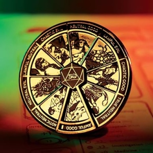 Dungeons & Dragons Gold Plated Alignment Spinner Pin Badge Showcase