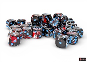 CHESSEX: Brush 12mm D6 Dice Block (36 Dice) - Dark Side/Blue - Img 2