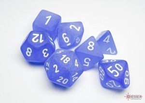 CHESSEX: Frosted Blue/White Polyhedral 7-Dice Set - Img 2