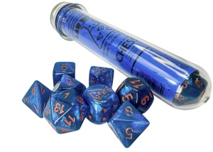 CHESSEX: Lab Dice: Borealis Polyhedral 7-Dice Set (With Extra D6) - Midnight/Copper