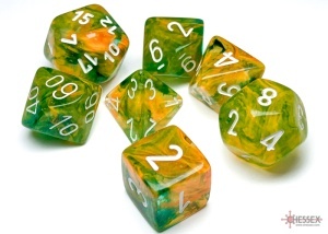 Chessex: Nebula Spring/White Luminary Polyhedral 7-Dice Set - Img 2