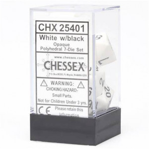 CHESSEX: Opaque White/Black Polyhedral 7-Dice Set