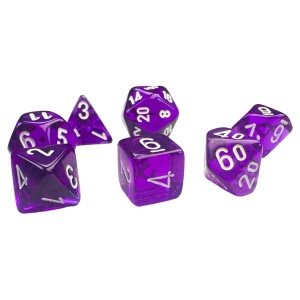 CHESSEX: Translucent Mini Polyhedral 7-Dice Set - Purple/White