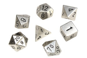 CHESSEX: Solid Metal Polyhedral 7-Die Set - Silver