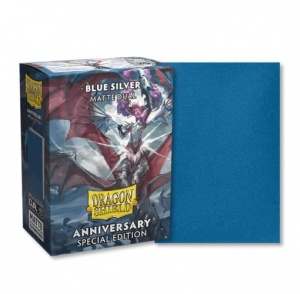 Dragon Shield: Standard Size Matte Dual Sleeves - Anniversary Special Edition - Cobalt & Silver