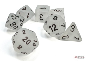 Chessex: Frosted Clear/Black Polyhedral 7-Dice Set - Img 2