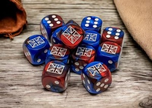 CHESSEX: War Dice - Great Britain (Gemini Blue-Red/White)