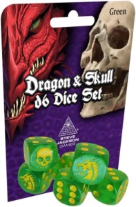 Dragon & Skull Dice Set (Green Glitter)