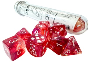 CHESSEX: Lab Dice: Borealis Polyhedral 7-Dice Set (With Extra D6) - Passion/White