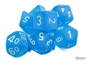 CHESSEX: Frosted Caribbean Blue/White Polyhedral 7-Dice Set - Img 2