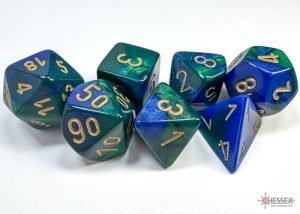CHESSEX: Gemini Blue-Green/Gold Polyhedral 7-Dice Set - Img 2