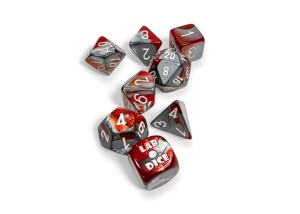 CHESSEX: Lab Dice: Gemini Polyhedral 7-Dice Set (With Extra D6) - Red-Steel/White