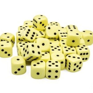 CHESSEX: Opaque 12mm D6 Dice Block (36 Dice) - Pastel Yellow/Black
