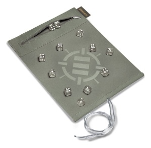 ENHANCE: Roll on a Scroll - Dice Rolling Mat & 12pc 6-Sided Dice Set (Silver)