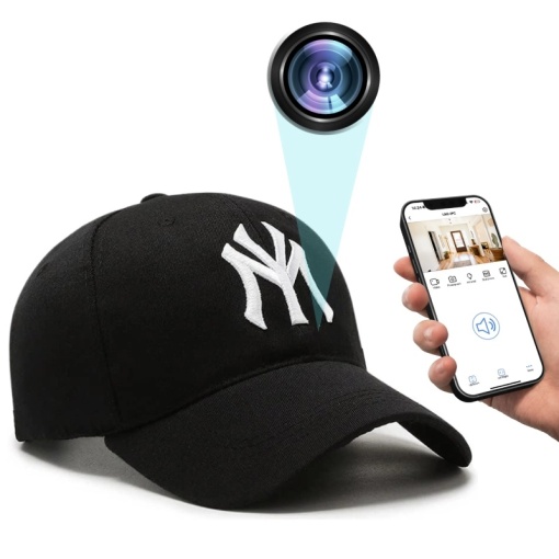 Mini Kamera iUni H15, Baseball Sapka, Wi-Fi, Full HD, MicroSD Kártyanyílás, Élő nézet a telefonon