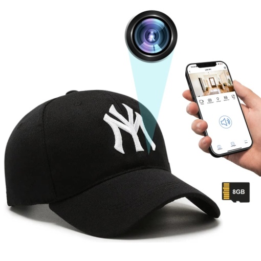Mini Kamera iUni H15, Baseball Sapka, Wi-Fi, 8GB, Full HD, Élő nézet a telefonon