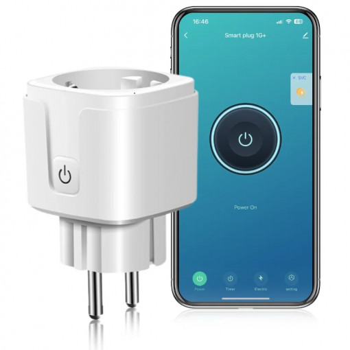 iUni PS1 okos aljzat, 16A, WiFi, fogyasztásfigyelés, Smart Life / Tuya APP, Alexa/Google Assistant kompatibilis