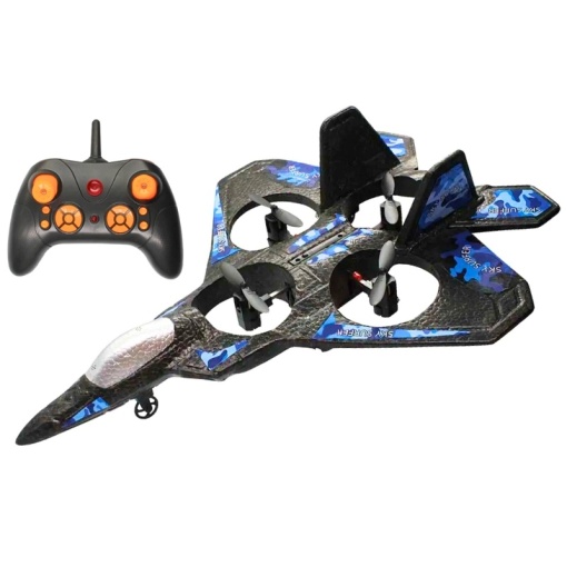 iUni LC222-A távirányítós repülőgép, Thunder Jet X, 360°-os akrobatika, giroszkóp, ütésálló, LED lámpák, Kék