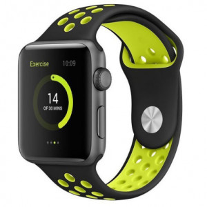 Apple Watch 1/2/3/4/5/6/7 sport szíj 40 mm szilikon sport iUni Fekete-Sárga - Img 6
