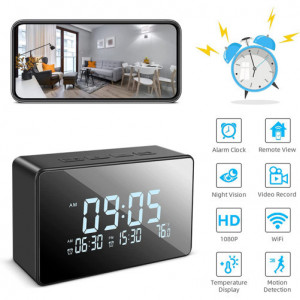 Asztali óra Kémkamerával iUni IP61, Full HD, Wi-Fi, microSD-kártyahely, Éjjellátó, Beltéri hőmérő - Img 8