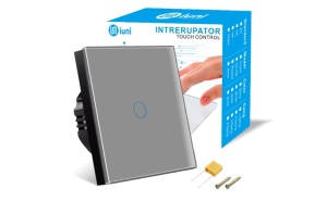 iUni 1F érintőkapcsoló, üveg, LED, ezüst - Img 8