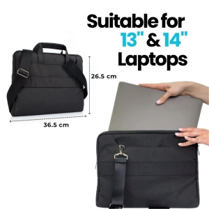 Laptop táska 13"-14" iUni, állítható és levehető vállpánt, vízálló, karcolásmentes, vízelvezetésgátló, Fekete - Img 2