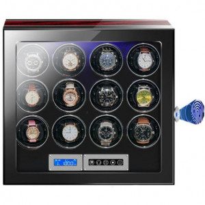 Óratartó doboz az ujjlenyomattal iUni, Luxury Watch Winder 12 Mahagóni-Fekete - Img 6