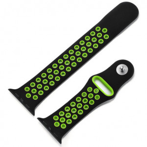 Apple Watch 1/2/3/4/5/6/7 sport szíj 40 mm szilikon sport iUni Fekete-Zöld - Img 6