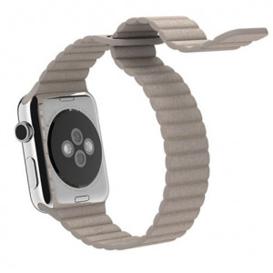 Apple Watch 1/2/3/4/5/6/7 szíj 42 mm iUni szerves bőr Khaki - Img 3